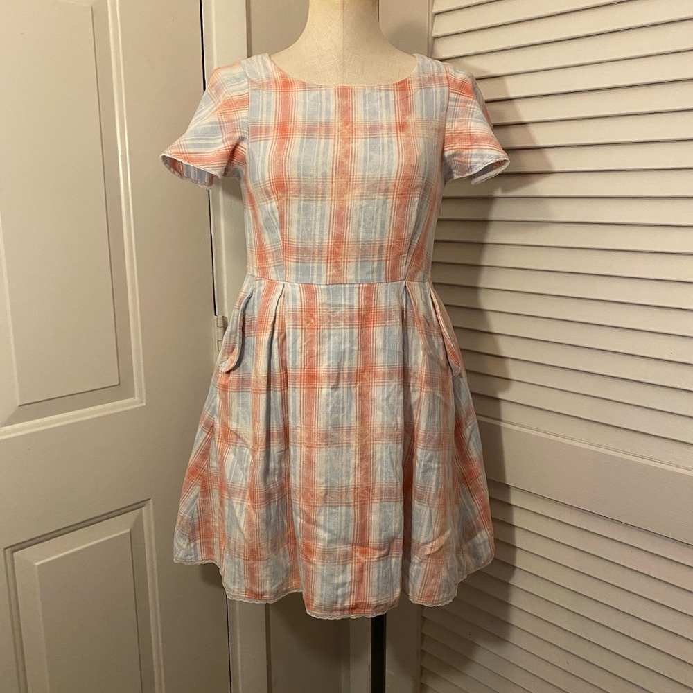 Plaid Flannel Mini Skater Dress- Size Medium